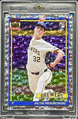 Jacob Misiorowski RARE ROOKIE RC CRACKED ICE REFRACTOR  CARD BREWERS MINT