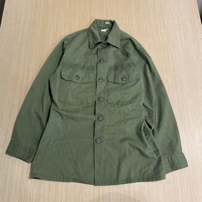 Vintage OG-107 Military Utility Shirt Men Olive Drab Cotton Sateen
