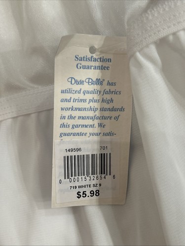 Dixie Belle Panties (3) Women 9 Full Brief Granny White Vintage NEW 719 - Picture 3 of 4