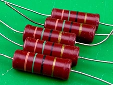 15 OHM, 2 WATT, 5% CARBON FILM RESISTORS PIHER VINTAGE NOS (5X)