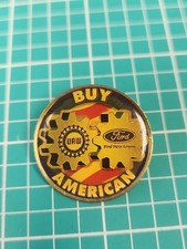 Vtg UAW And Ford Buy American Made In USA Gold Tone Lapel Pin