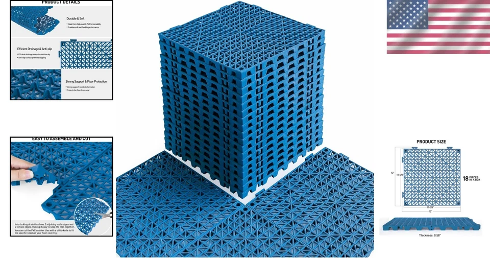 18-Pack Non-Slip Interlocking Floor Mats 12x12 - Image 2 of 4