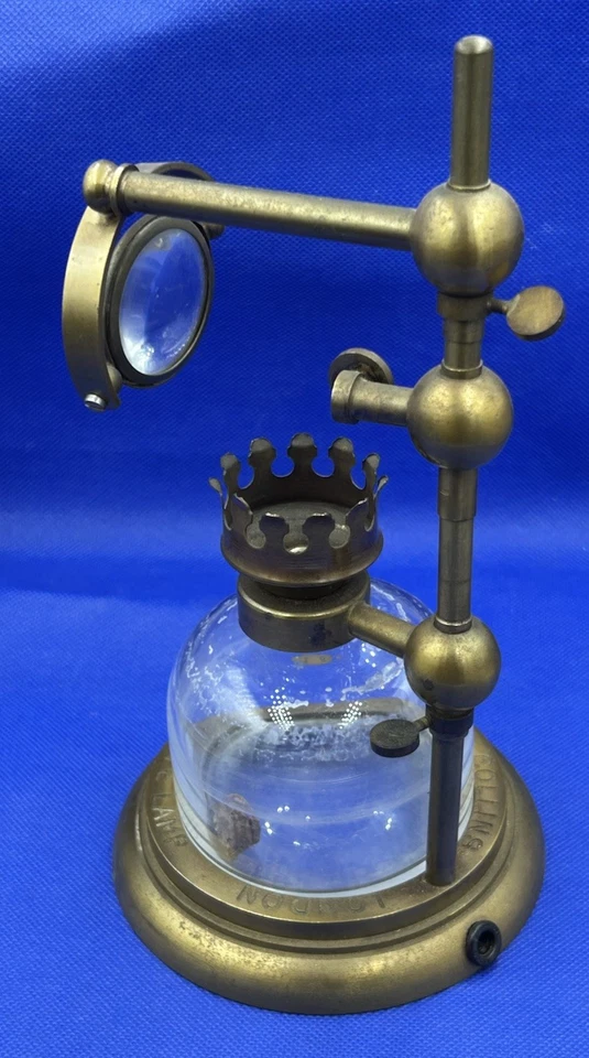 Lámpara de microscopio antigua aceite/alcohol - Bockett/Collins - falta quemador Foto 3 de 4