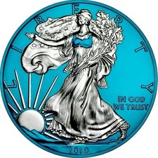 2019 Space Blue 1 oz American Silver Eagle $1 Coin “Space Metals” (500 Mintage)