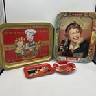 MTB-Lot 4 Vintage Coca-Cola & Campbell’s Serving Trays Tin & Ashtray