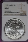 ESTATE FIND 1997 - NGC MS69 AMERICAN SILVER EAGLE DOLLAR!!  #B52605