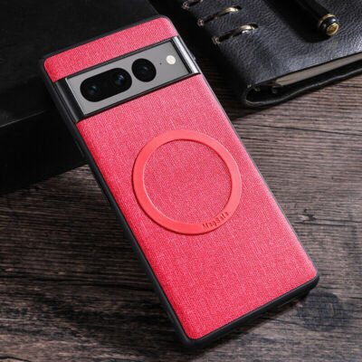 For Google Pixel 8 Pro/7 Pro/6 Shockproof Mag  Safe Cloth Retro PU Leather Case