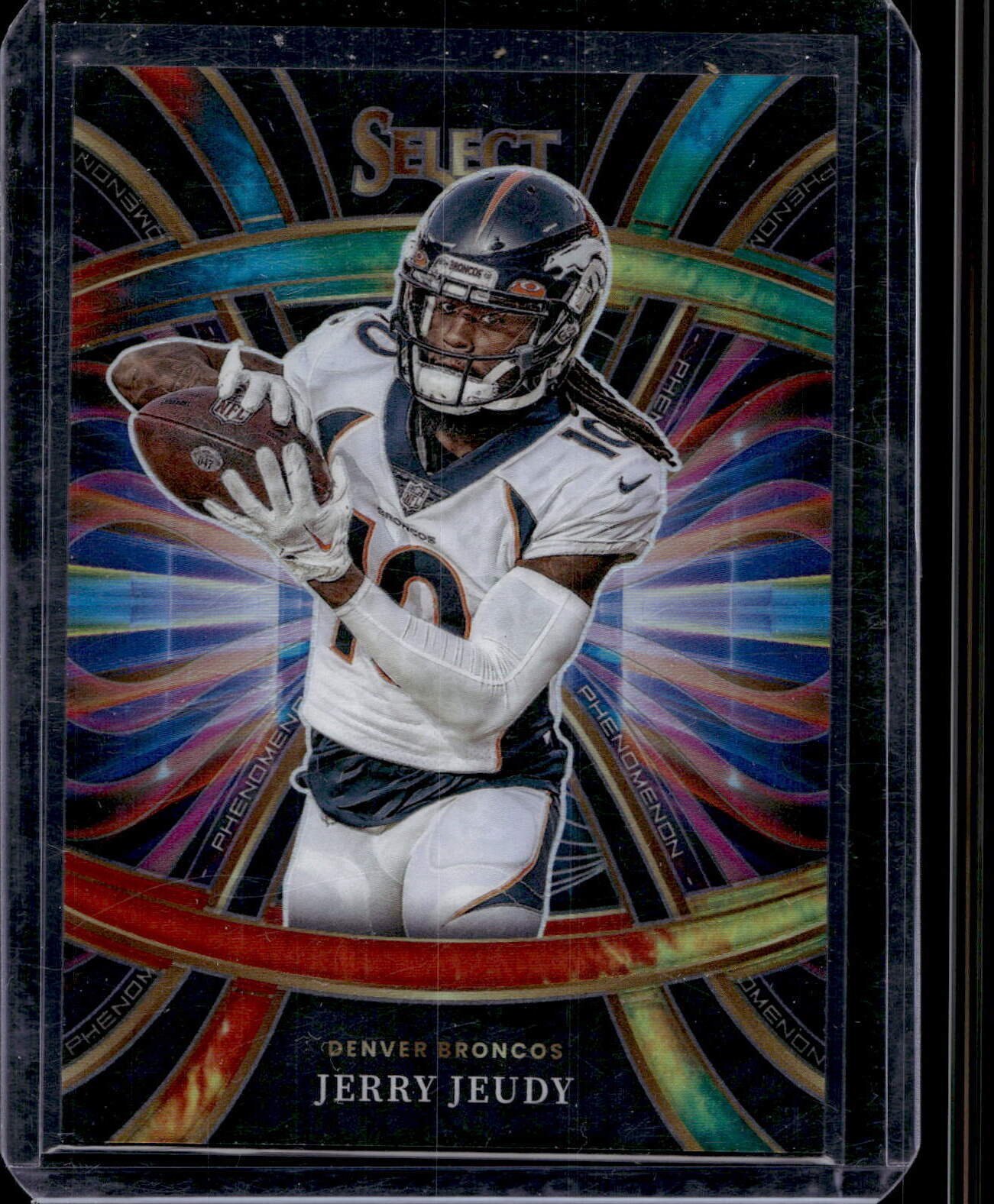 2022 Panini Select #PHE-14 Jerry Jeudy Phenomenon Tie-Dye Prizm #/25