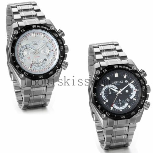 Reloj de pulsera analógico de cuarzo con fecha de acero inoxidable estilo mecánico de negocios para hombre - Imagen 1 de 15