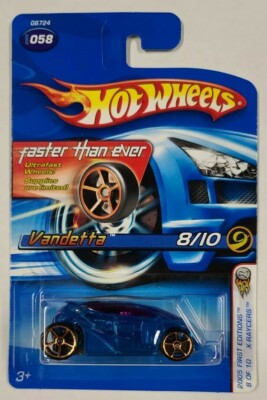 HOT WHEELS VANDETTA 058 BLUE FASTER THAN EVER 2005 FIRST EDITION G6724-091F  