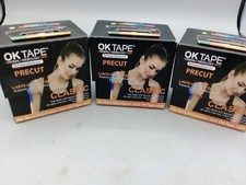Lot of 3 - OK Kinesiology Tape 10 inches Precut, 20 Strips, Cotton Elastic Black