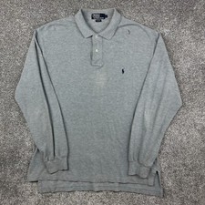 Vintage Polo Ralph Lauren Polo Shirt Mens Large Gray Embroidered Long Sleeve