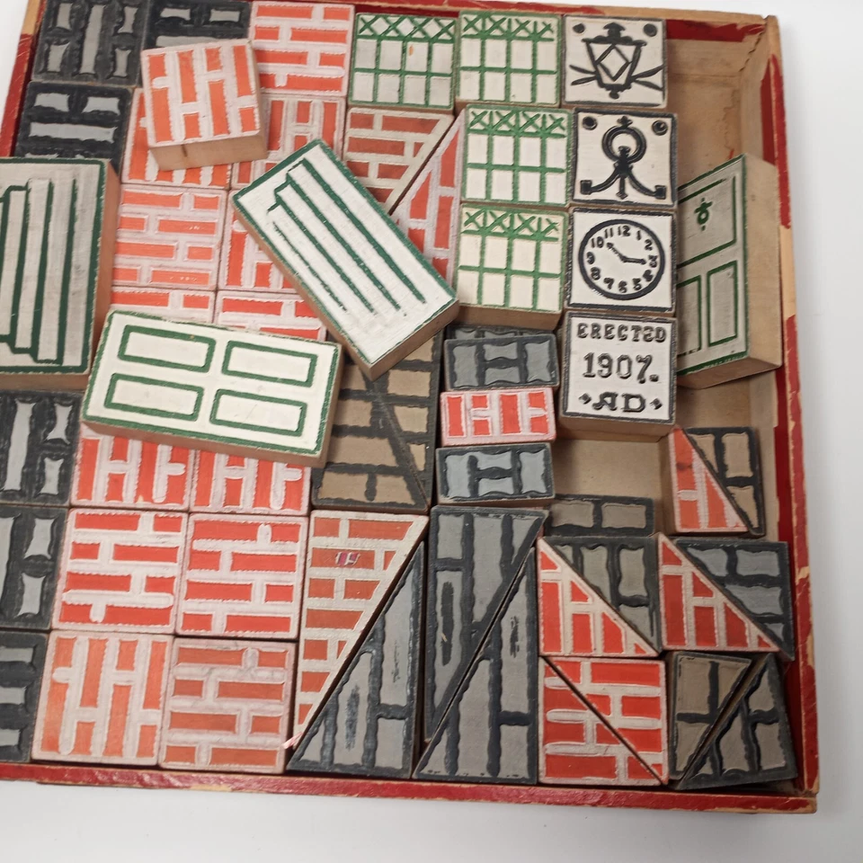 Architectural Childs Wooden Building Block Set 97 Pieces Reverse Views Vintage - Image 2 of 4