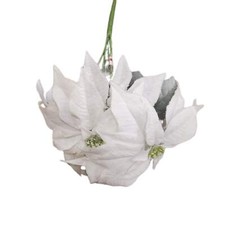 Snowy White Poinsettia 5 Stem Decoration