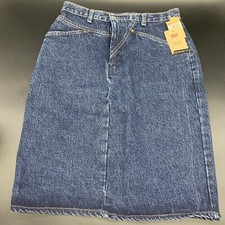 NEW LEVIS VTG USA MADE WOMENS BLUE DENIM JEAN MINI SKIRT SIZE 13 DARK TWIST 90  s
