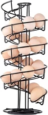 Toplife Spiral Design Metal Egg Skelter Dispenser Rack, Storage Display Rack, Bl