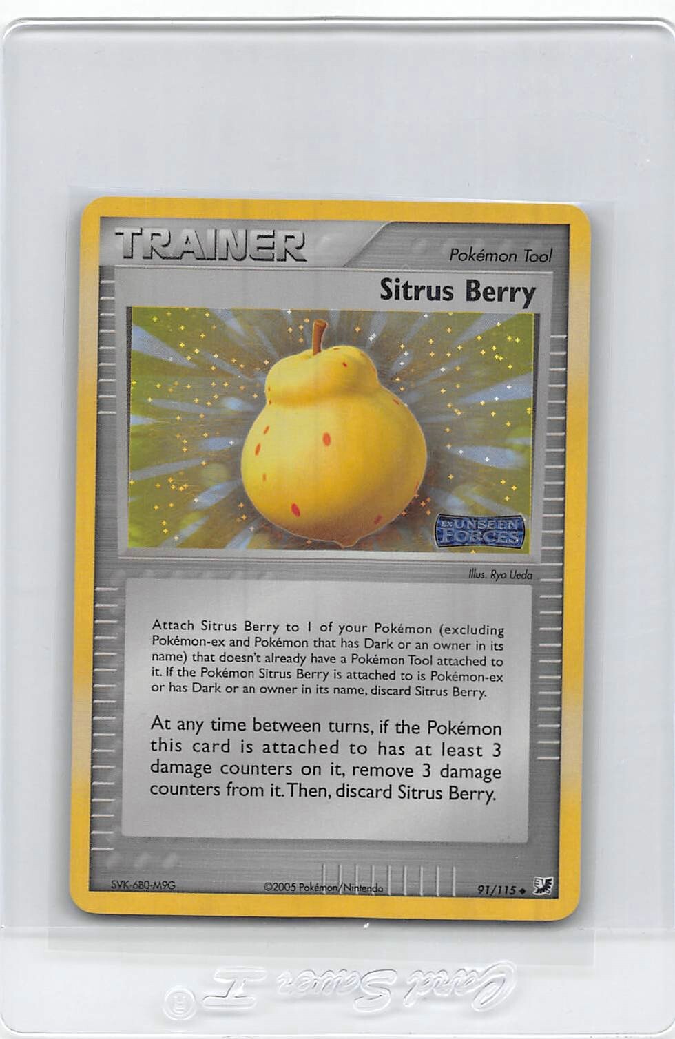 SITRUS BERRY 91/115 - STAMPED REVERSE HOLO - Unseen Forces - Pokemon Card - NM