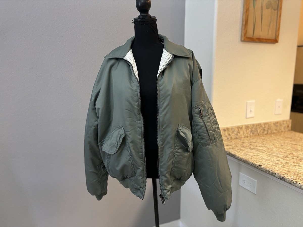 Topshop Reversible Nylon Bomber Jacket Green Khaki Striped