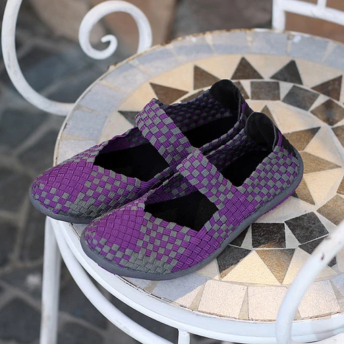 Damen-Slipper Wanderschuhe gewebt elastisch Mary Jane flach leicht modisch - Bild 21 von 36