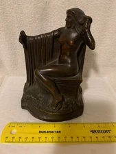 KBW Art Bronz Bookends - Nude with Mirror - Art Deco