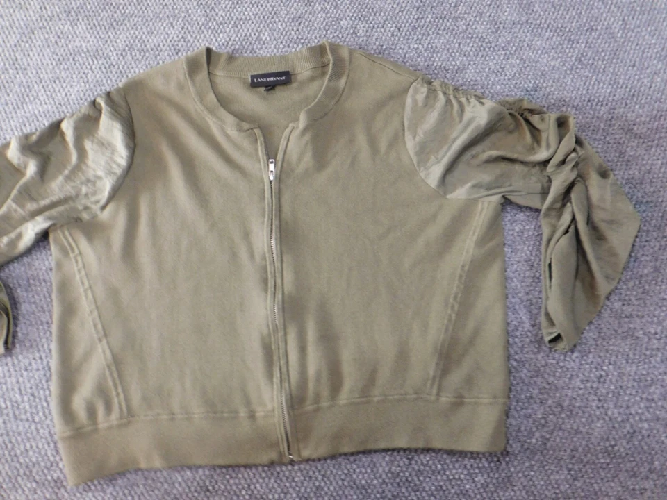 Chaqueta para mujer Cato 18 Plus verde cremallera elástica informal clásica Foto 2 de 4