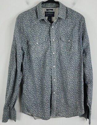 American Rag Cie Mens Long Sleeve Snap Button Up Size S Blue Floral