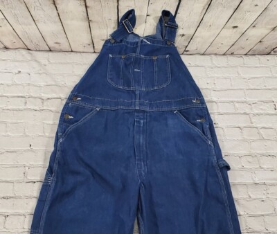 Vintage Roebucks Overalls Blue Denim Bib Jeans Weartuff Sears MENS