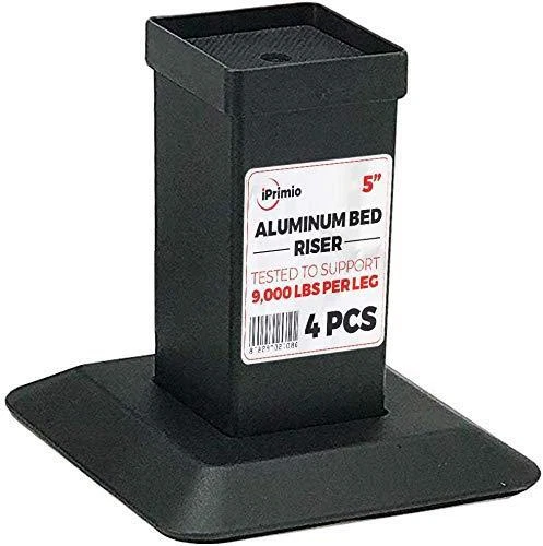 iPrimio Aluminum Bed Risers Heavy Duty 5 Inch Lift 4 Pack Up