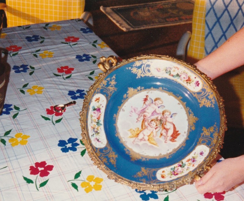 Vintage Sevres Cherubs Centerpiece Platter with bronze Ormulu mount ca 1793 M.O.