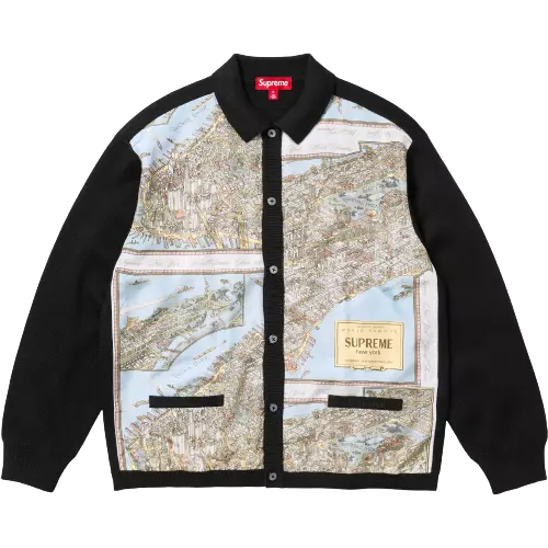 Supreme Silk Map Cardigan FW New York City Wool blend Size S XXL New