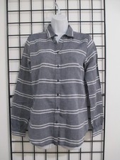 "NEW" ANN TAYLOR LOFT SIZE XS GRAY STRIPED / LONG SLEEVE BLOUSE
