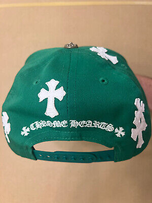 Chrome Hearts Green CH Logo Baseball Hat Leather Cross Patch Chrome Hearts Green CH Logo Baseball Hat Leather Cross Patch