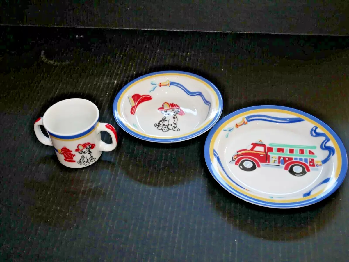 Tiffany & Co Fire Station Child's 3 piece dinnerware set