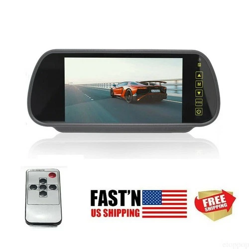 US - 7" LCD Mirror Screen Car Rear View Monitor for Backup Camera 12V-24V