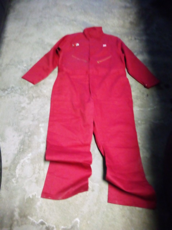 WALLS--MASTER MADE MENS RED COVERALLS..SIZE 50 ...NAME BILL ON THEM