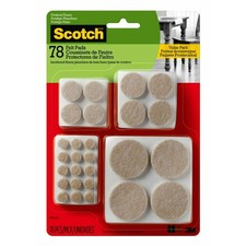 3m SP855NA Felt Pad Protectors, Assorted Round, Beige, 78/pack