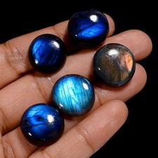Natural Labradorite Round Cabochon Gemstone 5 Pcs Lot 87 Ct 14X14 17X17mm A-6695