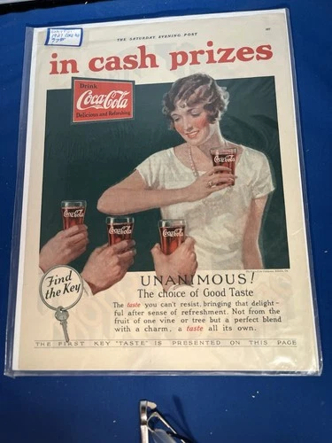 7 VINTAGE COCA COLA MAGAZINE ADS--1926 TO 1932 IN NEAR MINT CONDITION