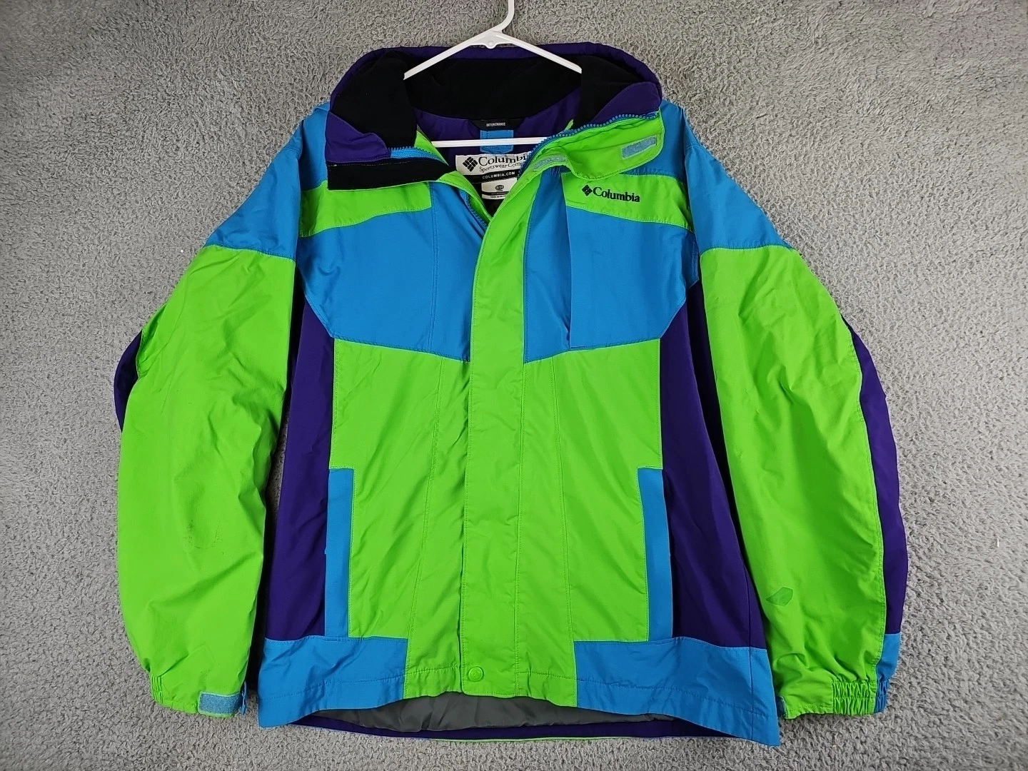 Columbia Omni-Tech Youth Full Zip Hooded Jacket Waterproof Size 18/20 BUGABOO