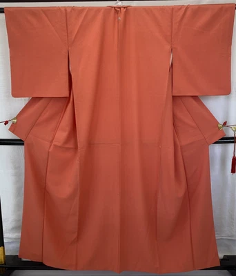 Kimono japonais vintage polyester rose écusson familial longueur traditionnel... - Photo 1/4
