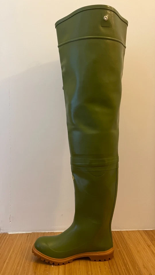Stivali Di Gomma Superga Tutta Coscia Waders Verde Suola Alpina Taglia 41 - Immagine 4 di 4