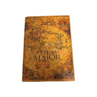 Hidden Storage Book Box Atlas Maior world map design wooden w/velvet interior