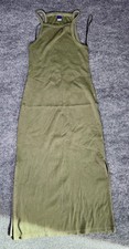 Old Navy Dress Womens Medium Green Halter Tank Midi Ribbed Knit Bodycon Casual