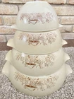 Vintage Pyrex Cinderella Forest Fancies Mushroom Nesting Mixing Bowls Set of 4
