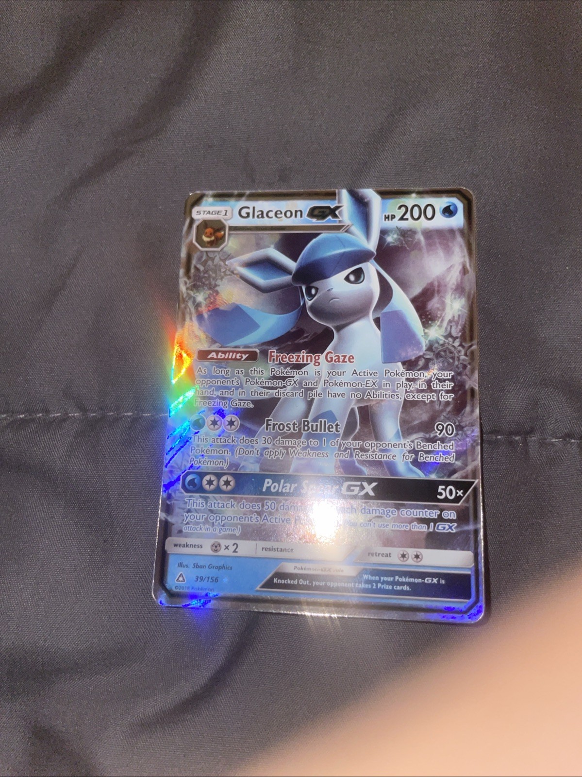 Pokemon Glaceon GX Ultra Rare S&M Ultra Prism 39/156 NM