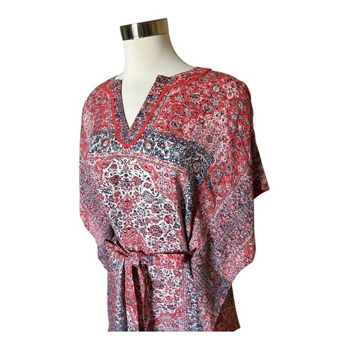W by Worth Batik Floral Print Kaftan Belted Tie Waist - Worth P = US Sz S - Picture 2 of 8