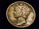 1924-P  Mercury Dime, a Fine Grade Coin
