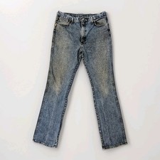 Vintage 90s Wrangler Jeans 34x34 Made in USA Distressed Denim Stone Wash *Flaws