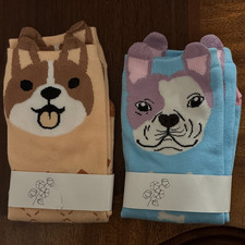 Women s Dog Novelty Crew Socks, 2 Pairs, Multicolor, One Size