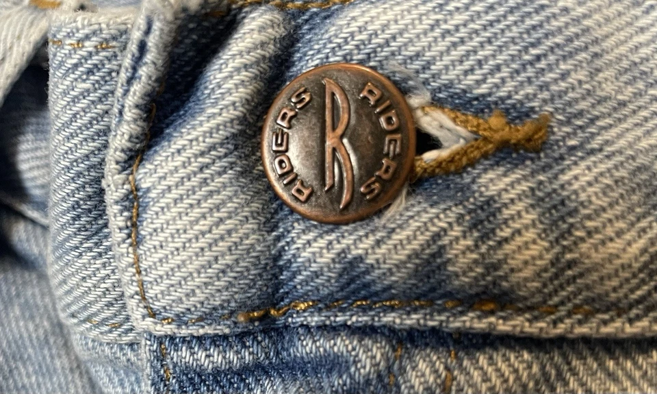 Pantalones Cortos Jean Riders Mom 16 Azul Denim 5” Entrepierna Tiro Alto Resistente Western De Colección Años 80 Foto 4 de 4